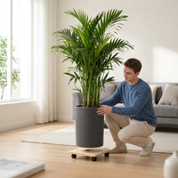 Wooden Plant Caddy with Wheels, Square Moving Plant Pot Stand with Universal Rollers