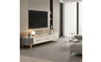 TV Cabinet Oval TV Cabinet with Drawers Modern Media Console for Living Room, Apartment