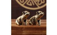 Vintage Design Antique Copper Pig Brass Pig Figurine Antique Design Piglet Statue for Feng Shui Enthusiasts, Collectors, Shelf Decor, Office, Car Dashboard