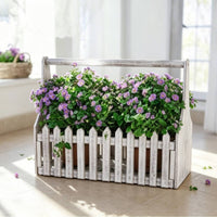 Garden Tool Basket with Handle Distressed Wooden Container with Handle Lightweight Tote for Patio