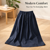 Skirt for Women High Waisted Flared Midi with Tie Detail, Polyester Blend Summer for Petite Ladies and Teens, Flattering Fit