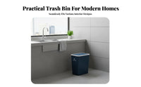Press Top Trash Can Sturdy PP Material Square Kitchen Trash Can Lidded Bathroom Garbage Bin Large Capacity for Office Workers