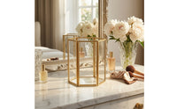 Compact Desktop Storage Holder with Metal Frame Elegant Makeup Brush Holder Space Saving Makeup Brush Organizer Modern for Dressing Table