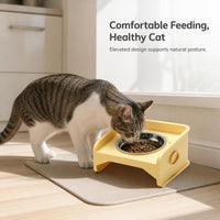 Elevated Pet Feeder with Stainless Steel Bowl, Spill-Proof & Neck Protection Design for Cats and Small Dogs