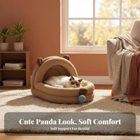 Bear Shape Furry Retreat Four-Season Use Bear Shaped Cat Bed Soft and Comfortable Semi-Enclosed Soft Pet House for Small Dog Owners