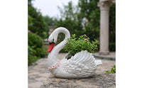 Swan Planter Resin Swan Sculpture with Planter Decorative Flower Pot for Homeowners