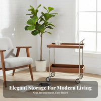 Retro Design Rolling End Table with Magazine Rack On Wheels Mobile Storage Multi-Functional Household Furniture Space-Saving for Design Enthusiasts, Apartment Dwellers, Living Room, Small Areas, Dining Area, Bedroom
