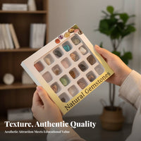 20 Pieces Rock and Mineral Sample Set Stones Gemstone and Crystal Set Real Specimens Rock Collection Set for Children, Classroom, Home School