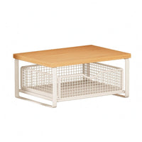 Desktop Printer Stand  Compact Wire Drawer Basket Organizer Unobstructed Front 2 Tier Desk Shelf