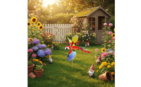 Parrot Wind Pastoral Theme Colorful Parrot Whirligig Pivoting for Balcony