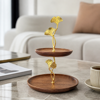 Walnut Wood Double Layer Serving Stand, Wooden Dessert Display Cake Stand, for Fruit & Cake, Home Entertaining