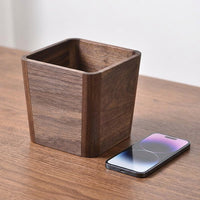 Desk Trash Bin, Stylish, Wooden, Living Room, Office, Compact, No Visible Bag, Dust Box
