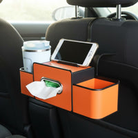 Vehicle Seat Back Organizer with Beverage Holder Holder Hanging Hooks Back Organizer Easy Installation Backseat Storage Box with Beverage Holder