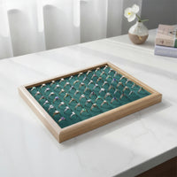 Jewelry Display Tray with Band Slots Wooden Band Tray with Slots Wood-Grain for Collectors, Jewelers, Dresser, Countertop, Boutique