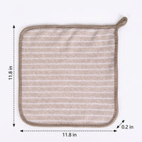 Striped Coral Fleece Dish Cloths, 30x30cm Non-linting Cloth for Pots and Bowls, Sturdy High Absorbency Kitchen Wipes with Handy Hanging Loop