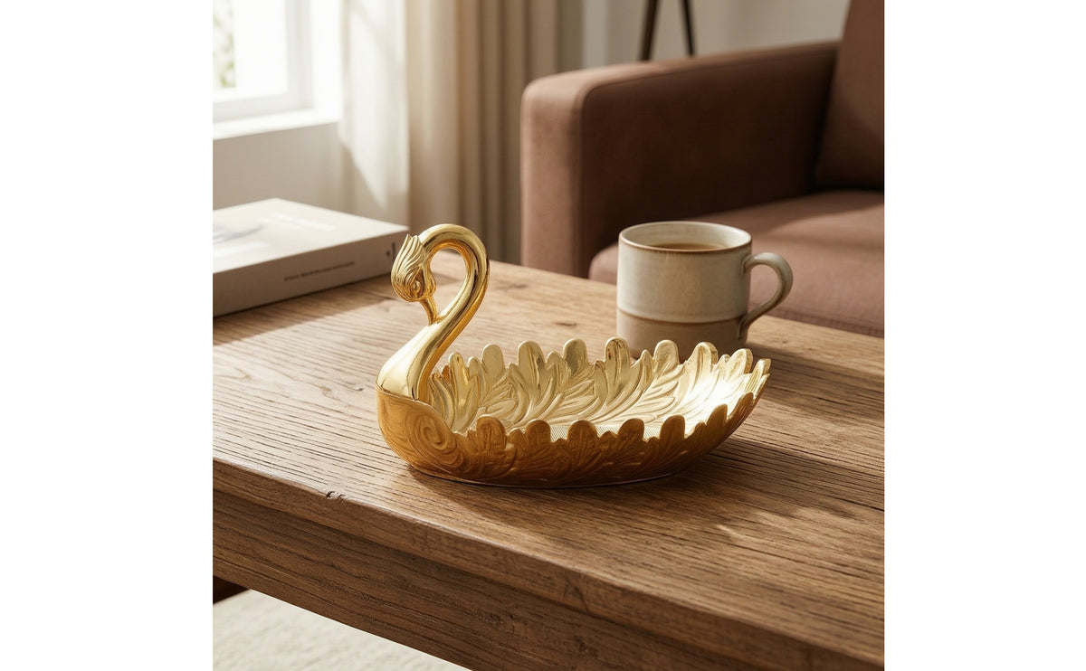 Metal Swan Tray Decorative Swan Serving Dish Sculptural Tabletop for Hosts, Home Decor, Coffee Table, Dining Room