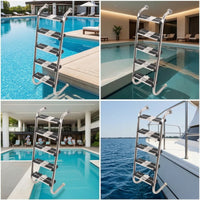 Stainless Steel Pool Ladder Anti-Slip Pool Ladder with Handrails Rust Resistant for Homeowners, Backyard, Villa