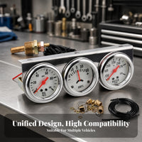 Mechanical 3 Gauge Cluster 52mm Oil Pressure Gauge Cluster Analog Car Accessory Chrome-Look