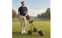 Metal Frame Folding Golf Push Trolley Mesh Basket Three-Wheel Golf Trolley
