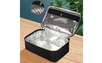 Insulated Lunch Bag Oxford Cloth Zippered Lunch Bag Silver Interior Top Handle