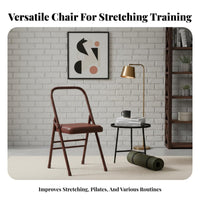PU Leather Seat Iyengar Mind-Body Practice Chair Foldable Mind-Body Practice Chair Portable Stable & Long-Lasting for Beginners, Seniors, Home Gym