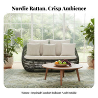 Wicker Design configurable Rattan Daybed Weather-Resistant Canopied Patio Daybed Deep pads Outdoor Seating machine-easy-to-clean sleeves for property owners, Families, Adults, Sunroom, Garden, rearyard, waterside