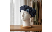 Soft Shape Floral Jean Fabric Beret Fashionable Headwear Year-Round Wear for Women