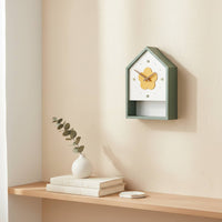 House Shaped Wall Clock Japanese Style Decorative Pendulum Clock Quiet Mechanism for Children, Nursery
