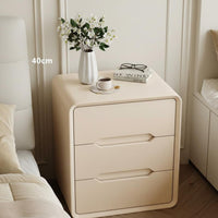 Integrated Handles Modern 2-Drawer Nightstand Scratch Resistant Tech Cloth Cream Design Bedside Cabinet Bedroom Furniture