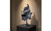 Pedestal Base Roman Soldier Helmet Engraved Centurion Helmet Model Tall Crest Decor Metal