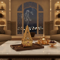 Metal Incense Burner with Scoop Decorative Pyramid Incense Burner Censer Vintage-Style Decor Antique