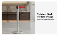 Retractable Belt Stanchion Heavy-Duty Base Stainless Steel Crowd Control Post Sturdy Construction Queue Line Barrier Post for Banks, Airports, Venues