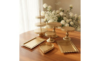 7 Pieces Dessert Table Display Tiered Three-Tier Stand Loop Handle Ornate Serving Pieces for Brides