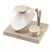 Brushed Texture Countertop Jewelry Organizer Leather-Like Necklace Bust Stand Polished Finish Earring Holder Stand Circlet Accent for Showcase