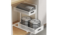 Pull-out Cabinet Organizer Versatile Adjustable Rack Large Capacity 2-Tier Sliding Basket Organizer for Kitchen, Pantry, Lavatory