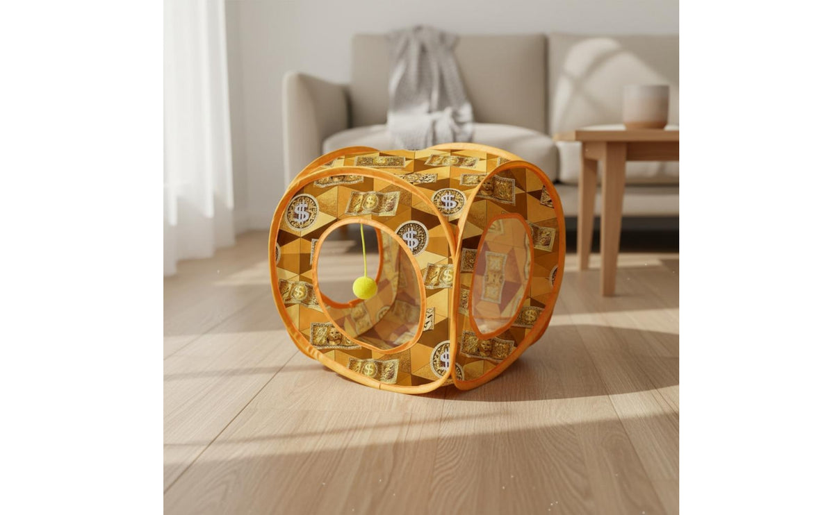 Boredom Relief Cat Tunnel Portable Foldable Cat Tunnel Sturdy Steel Frame Collapsible Pet Tube Peep-a-Boo Holes for Small Pets, Rabbits, Guinea Pigs