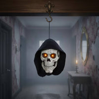 Moving Cranium Head Animatronic Cranium with Light-up Eyes Motion-Activated Halloween Prop for Porch, Doorway