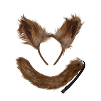 Animal Ear Headband with Tail Artificial Wolf Ears Headband Pointed
