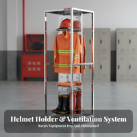 Firefighter Gear Rack Stainless Steel Construction Turnout Gear Rack Double-Sided Fire Station Locker for Emergency Responders, Garage, Entryway, Home