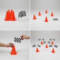 6 Pieces Bright Orange Marker Cone with Flag High Visibility Obstacle Cone with Flag Square-Base Field Marker Cones Long-Lasting for Coaches, Athletes, Soccer Players