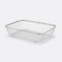 Rectangular Stainless Steel Fine Mesh Colander Strainer, 304 Food Grade Draining Basket for Kitchen, Sieve for Vegetables Home Cook