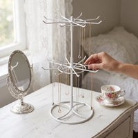 Danyuan Creative Iron Art Two-Tier Jewelry Display Stand for Necklaces, Bracelets, Cosmetics, and Lipsticks