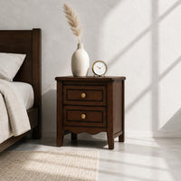 Compact Wooden Bedside Table Dark Brown Solid Wood Bedside Table Round Knob Pulls Home Furniture