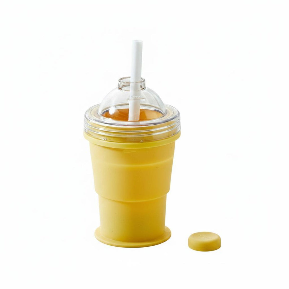 Leak-Proof Lid Collapsible Ice Ball Creator Cup Easy Demolding Foldable Silicone Tumbler with Straw for Travel, Summer, Outdoor