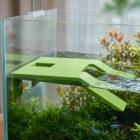 Textured Basking Perch with Gentle Ramp, Hybrid Turtle Basking Dock for Aquariums, Integrated Turtle Feeding Station with Suction Cups