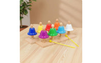 8 Pieces Early Learning 8 Note Hand Bell Set Easy to Play Hand Bells Set Rounded Edges Colorful Desk Bells Wooden Base for Preschoolers, Toddlers, Classroom