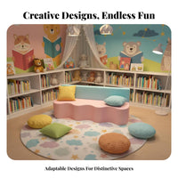 Soft and Comfortable Upholstered Block Seating Easy to Clean Waiting Area Bench personalizedizable Layout configurable Sofa Wear-Resistant for Children, Parents, Students, Kindergarten, Early Education Center, Lobby