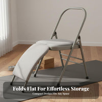 Foldable Iyengar Exercise Chair Padded Cushion Folding Iyengar Chair Portable Fitness Equipment Sturdy Construction for Beginners, Home Gym