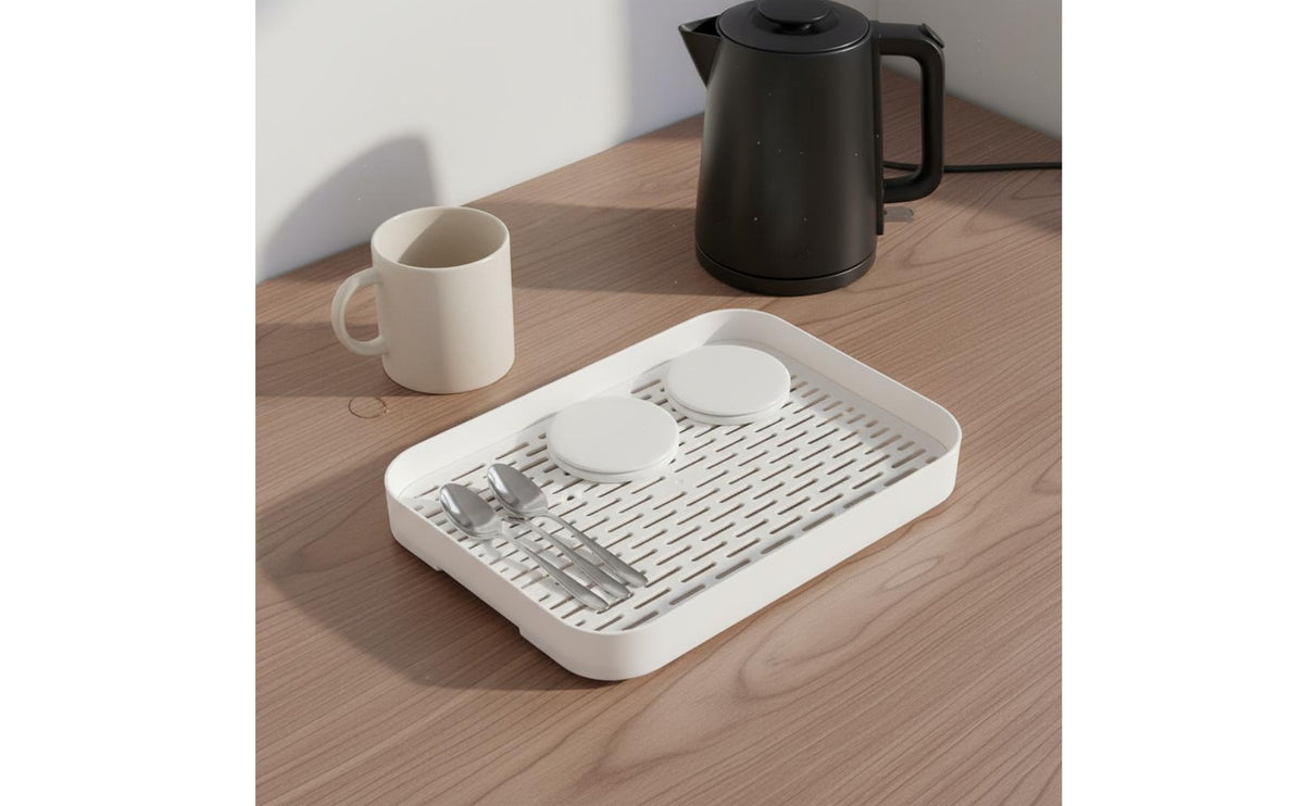 Easy to Clean Tea Tray Multi-Purpose Plastic Tea Tray Space Saving Cup Draining Rack Non-Slip for Office