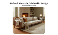 3-Seater Wooden Couch sturdy Wood Construction Sofa Natural Grain Finish Living Room Furniture for Apartment Dwellers, Homeowners